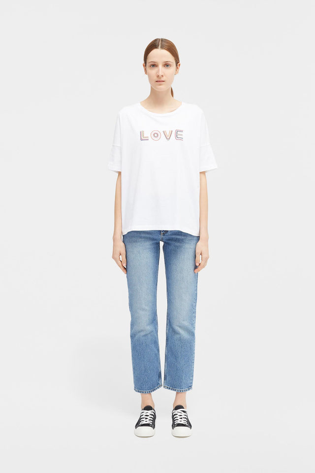 White Short Sleeve Carmen Love T-Shirt image 4