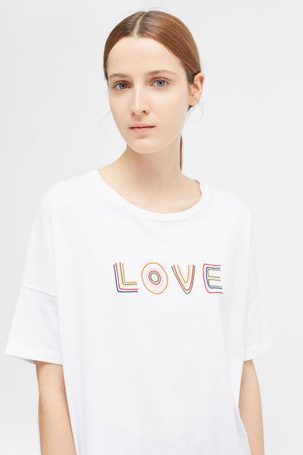 White Short Sleeve Carmen Love T-Shirt