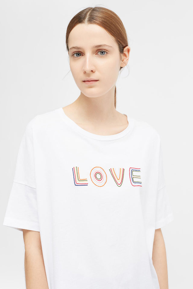 White Short Sleeve Carmen Love T-Shirt image 1