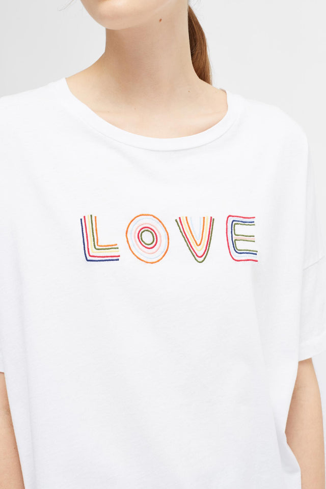 White Short Sleeve Carmen Love T-Shirt image 3