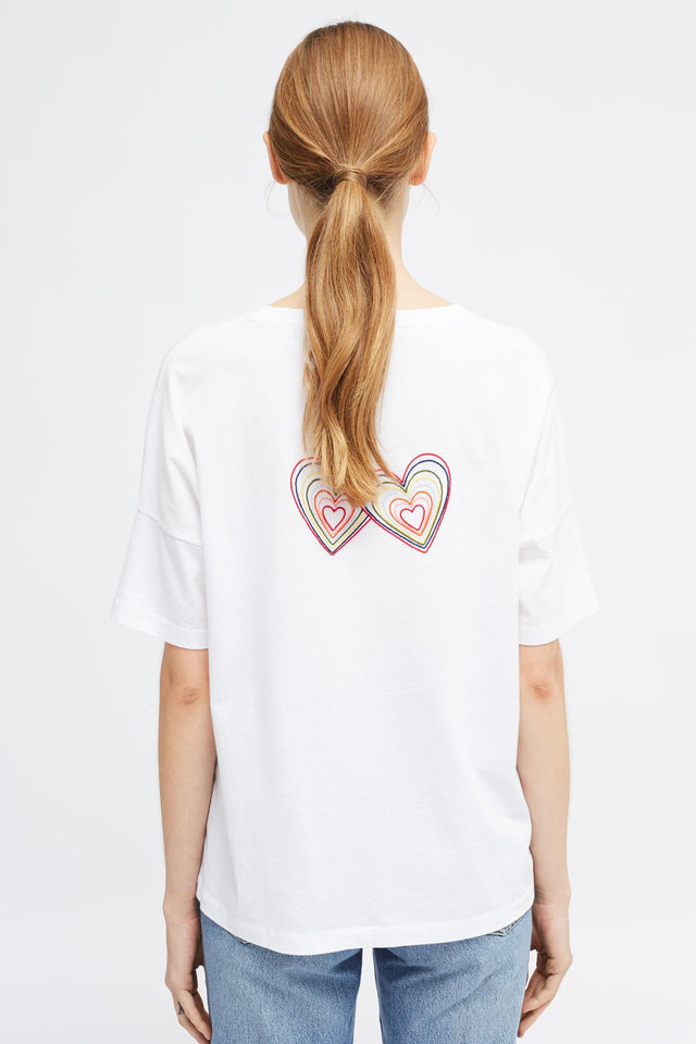 White Short Sleeve Carmen Love T-Shirt image 5