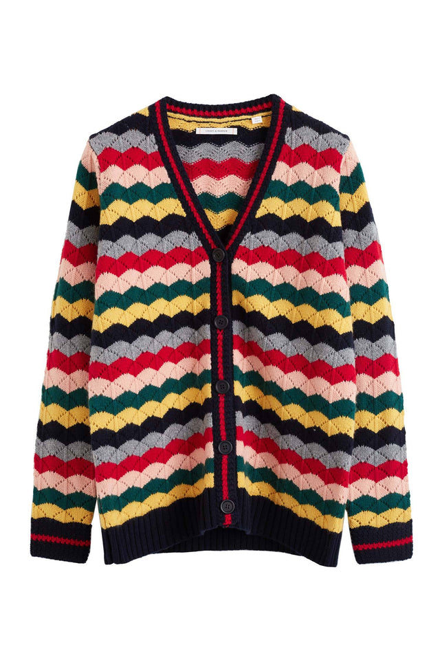Multi-Colour Chevron Wool Cardigan image 2