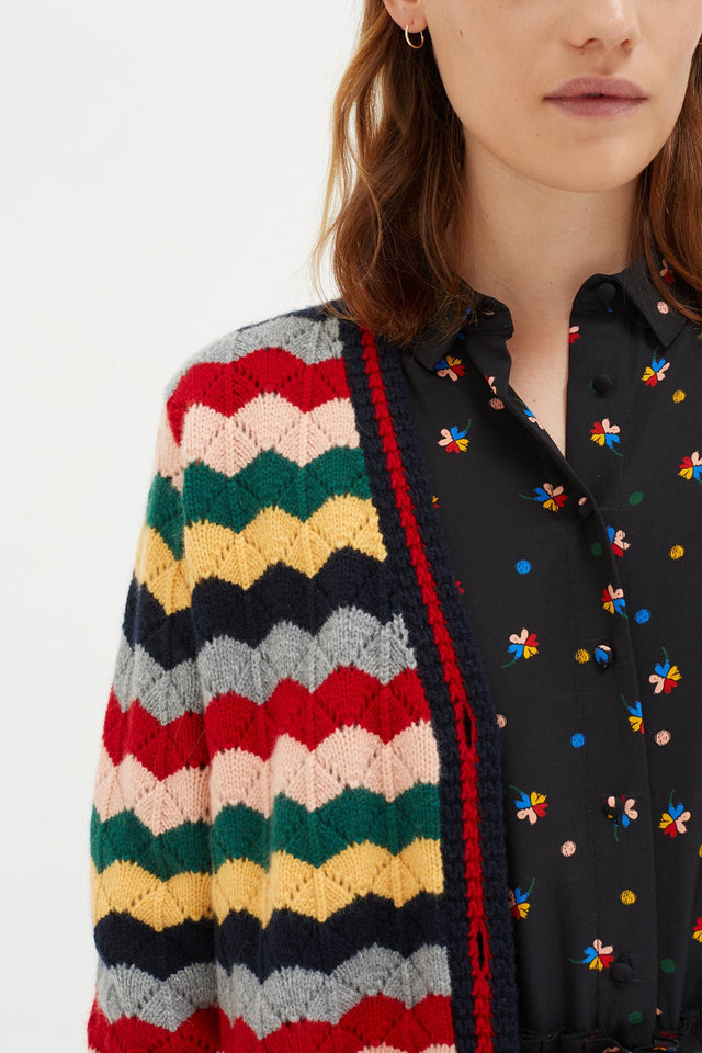 Multi-Colour Chevron Wool Cardigan image 4