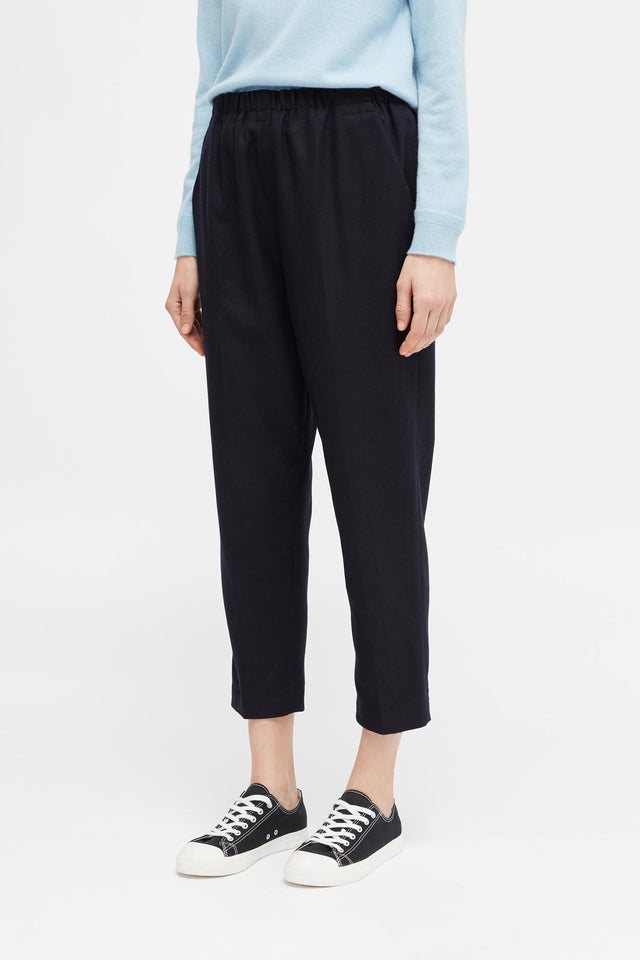 Navy Stitch-Detail Pants image 2