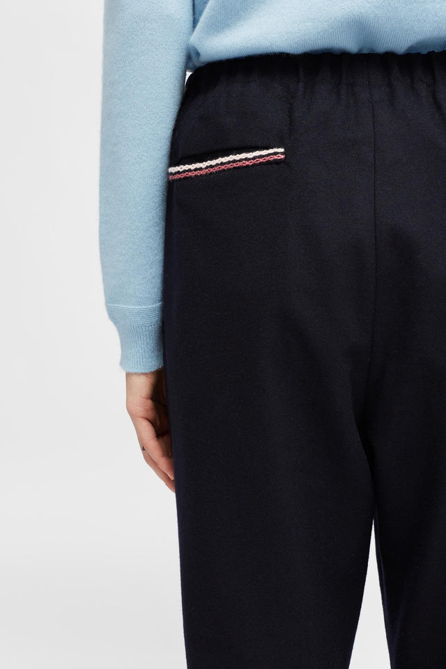 Navy Stitch-Detail Pants image 4