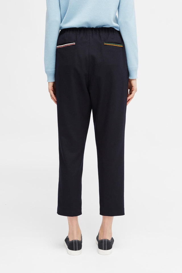 Navy Stitch-Detail Pants image 3