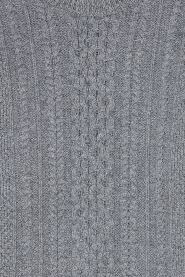 Grey Chevron Stitch Aran Sweater image 5