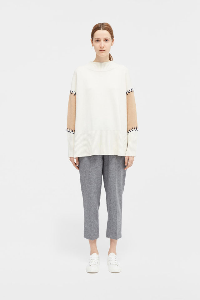 Cream Chevron Stitch Comfort Sweater image 4