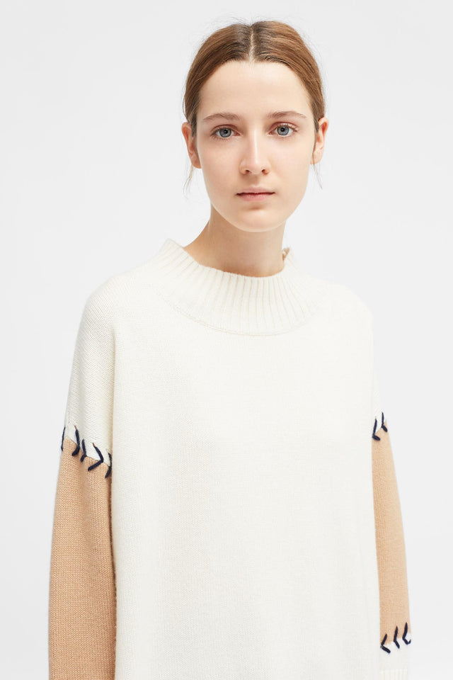 Cream Chevron Stitch Comfort Sweater image 3