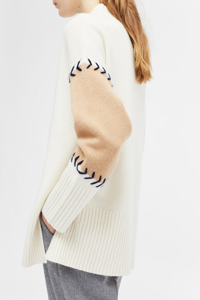 Cream Chevron Stitch Comfort Sweater image 1