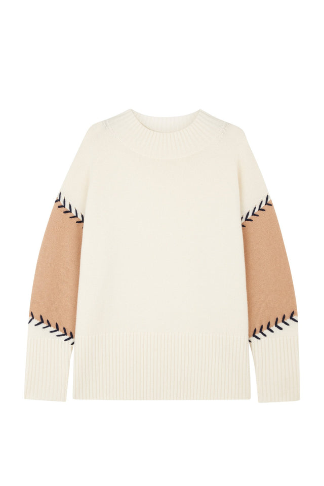 Cream Chevron Stitch Comfort Sweater image 2