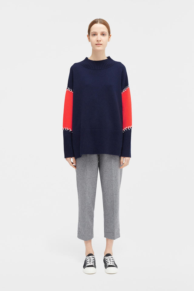 Navy Chevron Stitch Comfort Sweater image 3