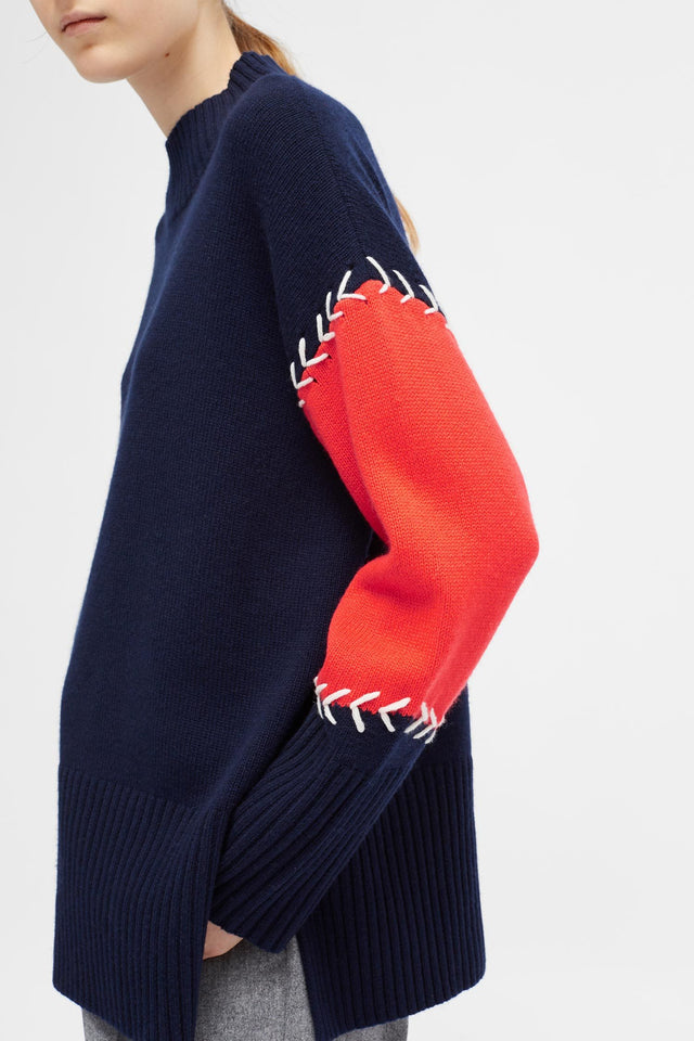 Navy Chevron Stitch Comfort Sweater image 5