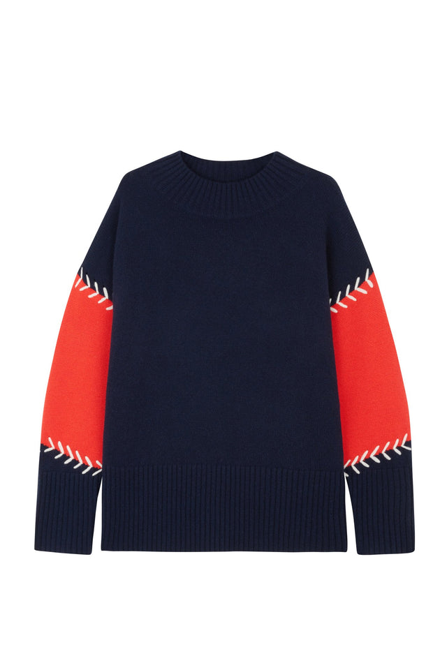 Navy Chevron Stitch Comfort Sweater image 2