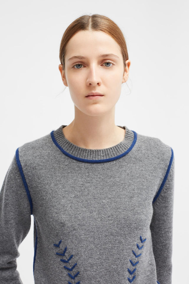 Grey Chevron Stitch Sweater image 1