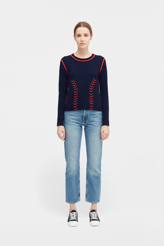 Navy Chevron Stitch Sweater image 3