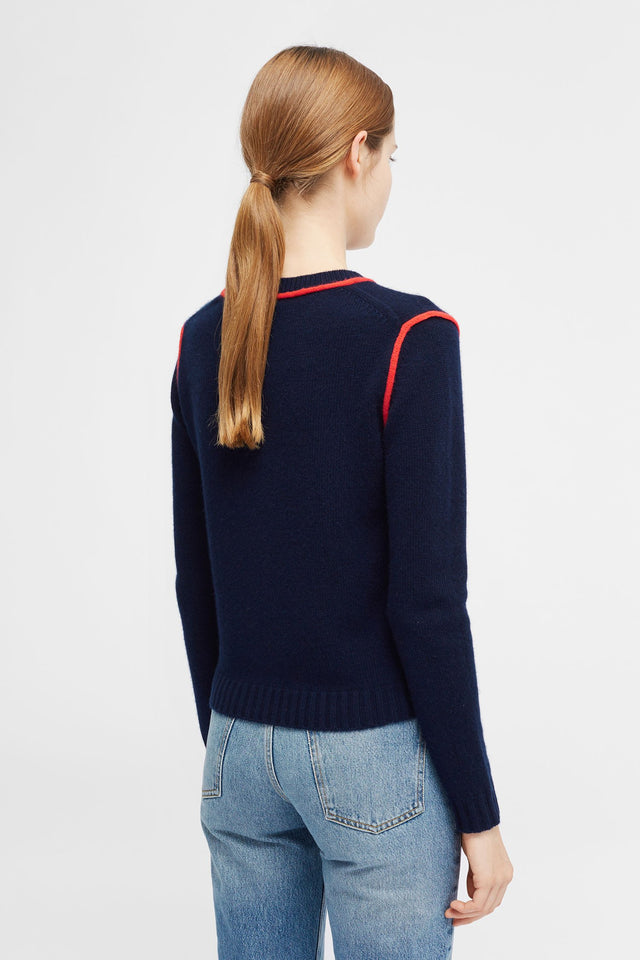 Navy Chevron Stitch Sweater image 5