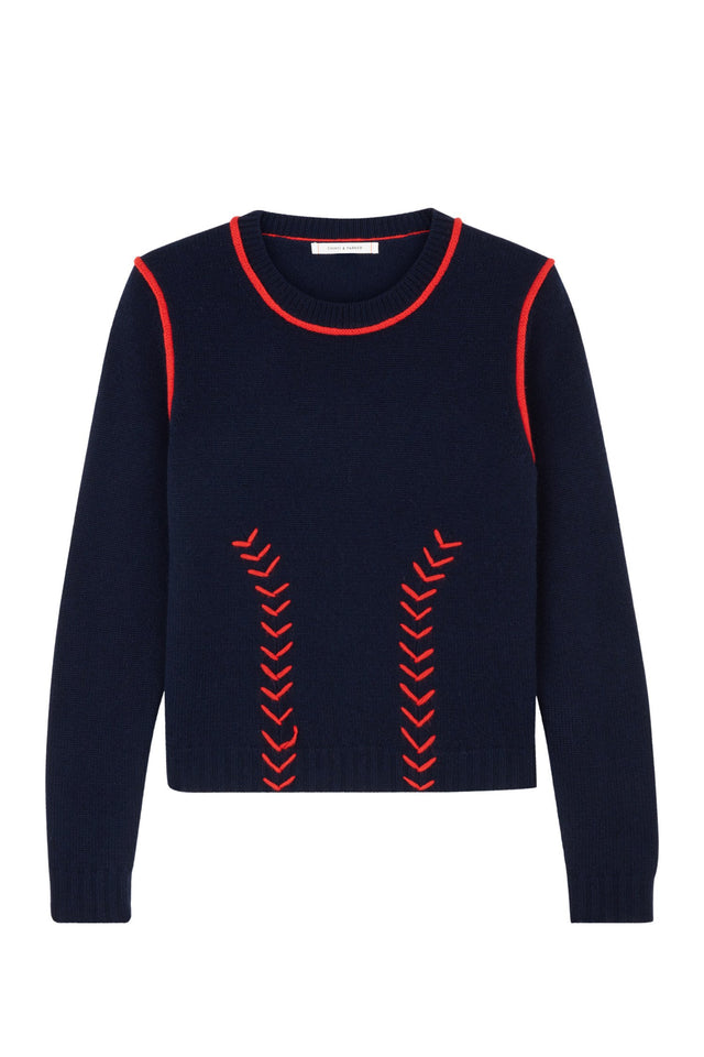 Navy Chevron Stitch Sweater image 2