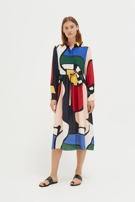 Multi-Colour Circus Silk Shirt Dress