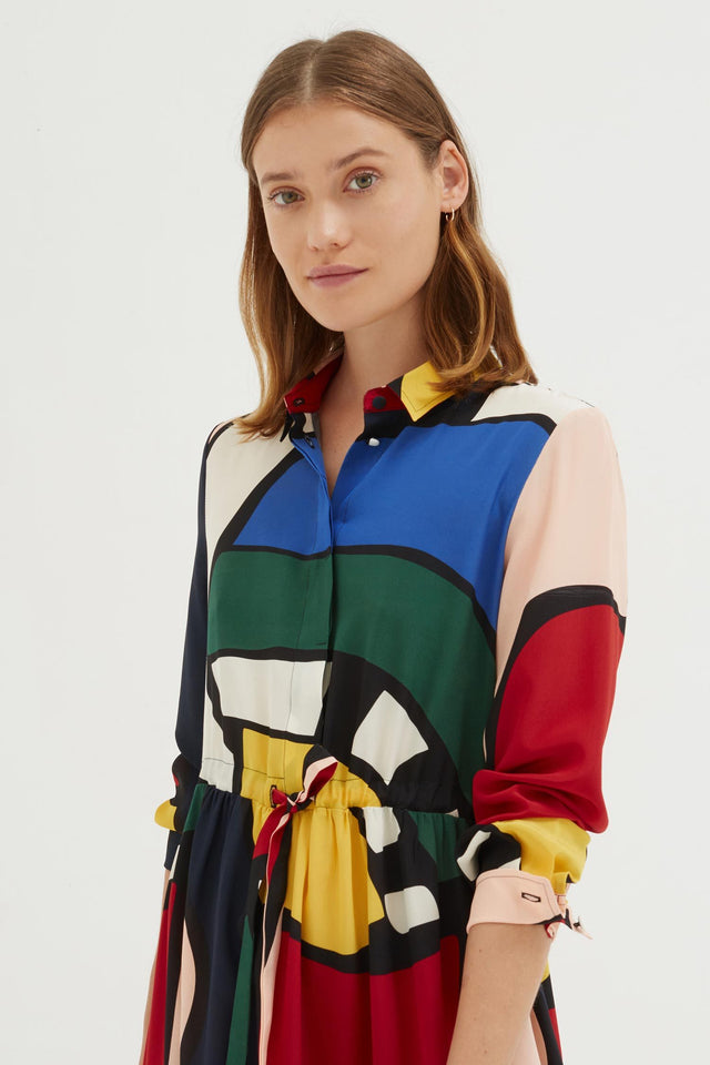 Multi-Colour Circus Silk Shirt Dress image 2