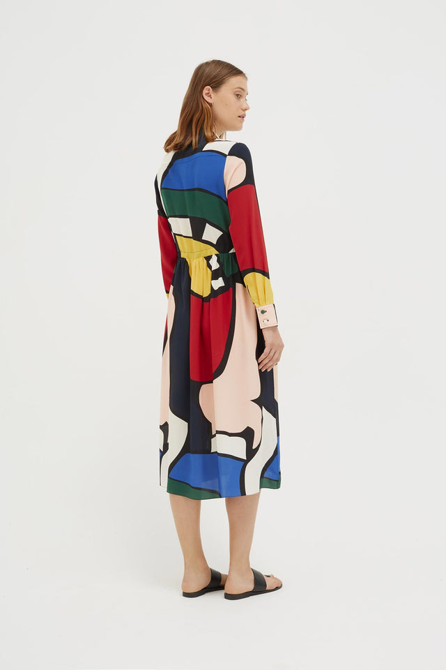 Multi-Colour Circus Silk Shirt Dress image 4