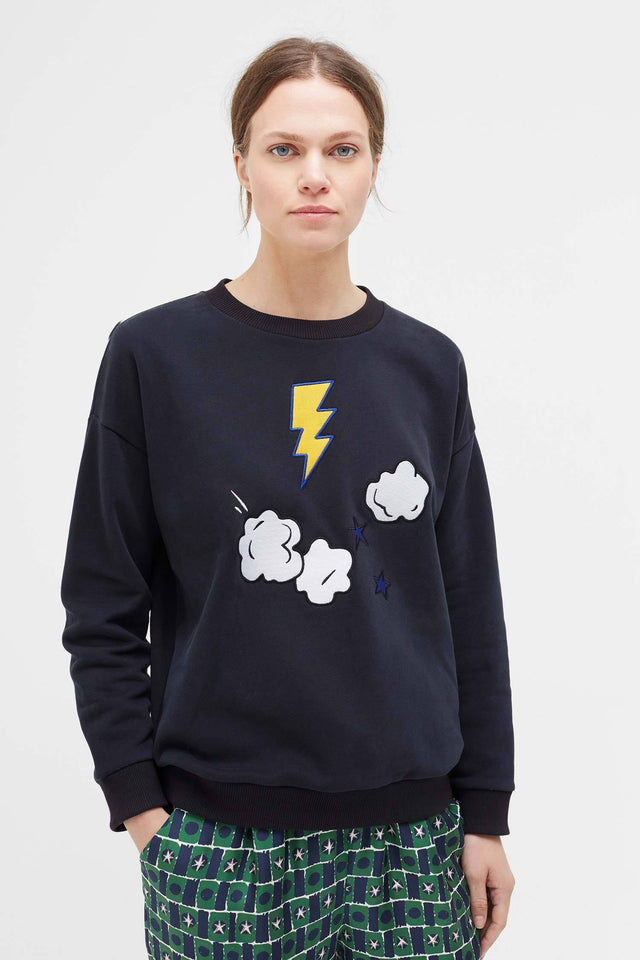 Navy Cloud Applique Sweatshirt image 1