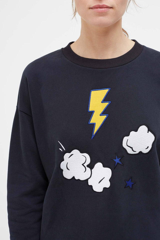 Navy Cloud Applique Sweatshirt image 3