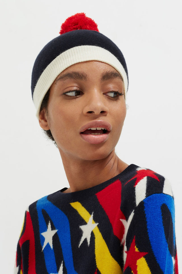 Navy Pom Pom Beanie image 1