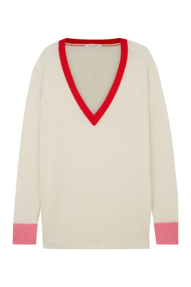 Cream Colour Block Sweater image 2