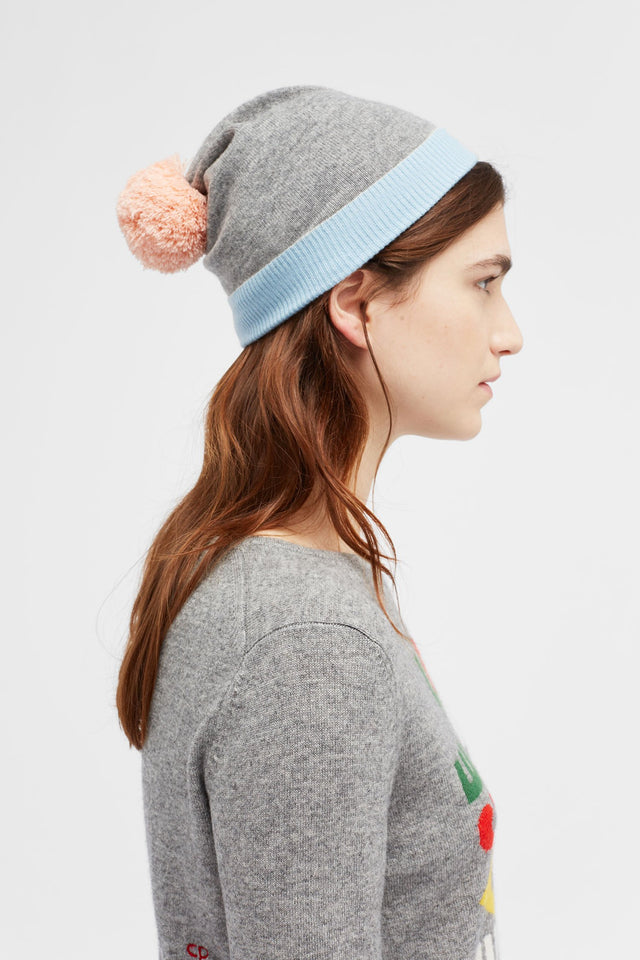 Grey Pom Pom Beanie image 3