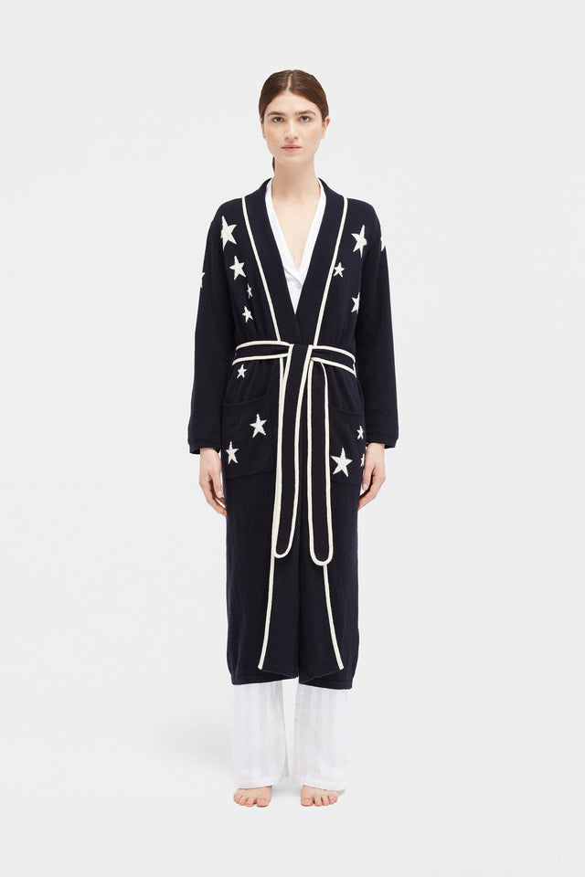 Navy Cashmere Star Dressing Gown image 1