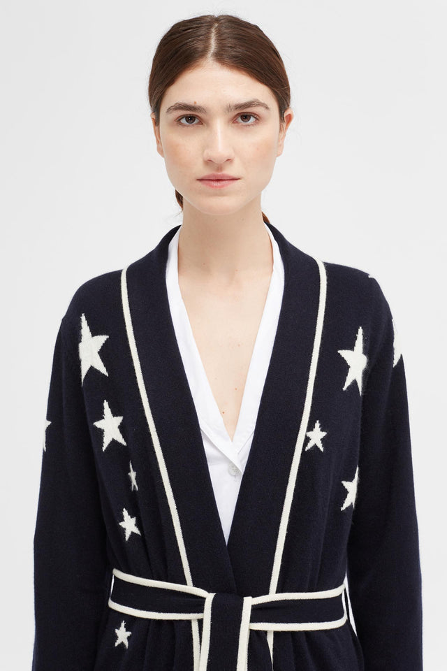 Navy Cashmere Star Dressing Gown image 3