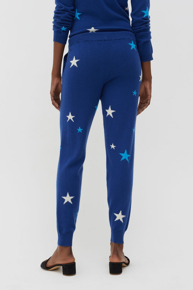 Blue Tonal Star Cashmere Track Pants image 5