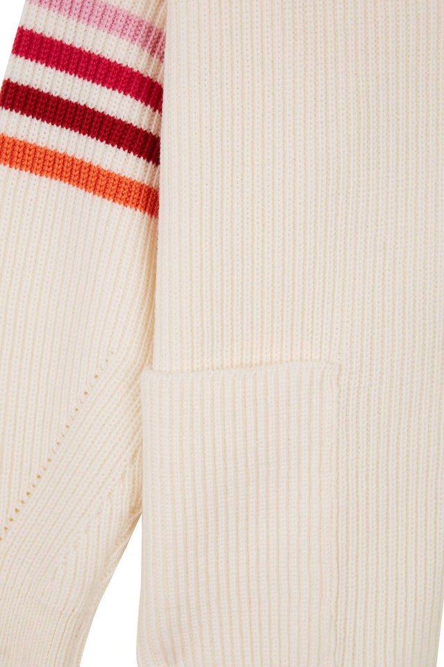 Cream Ribbed Stripe Merino Cardigan image 6