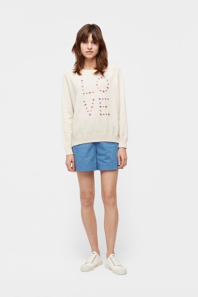 Cream Cutout Cotton Love Sweater image 3