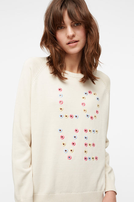 Cream Cutout Cotton Love Sweater
