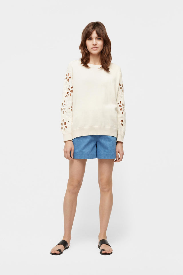 Cream Flower Cut Out Sweater image 3