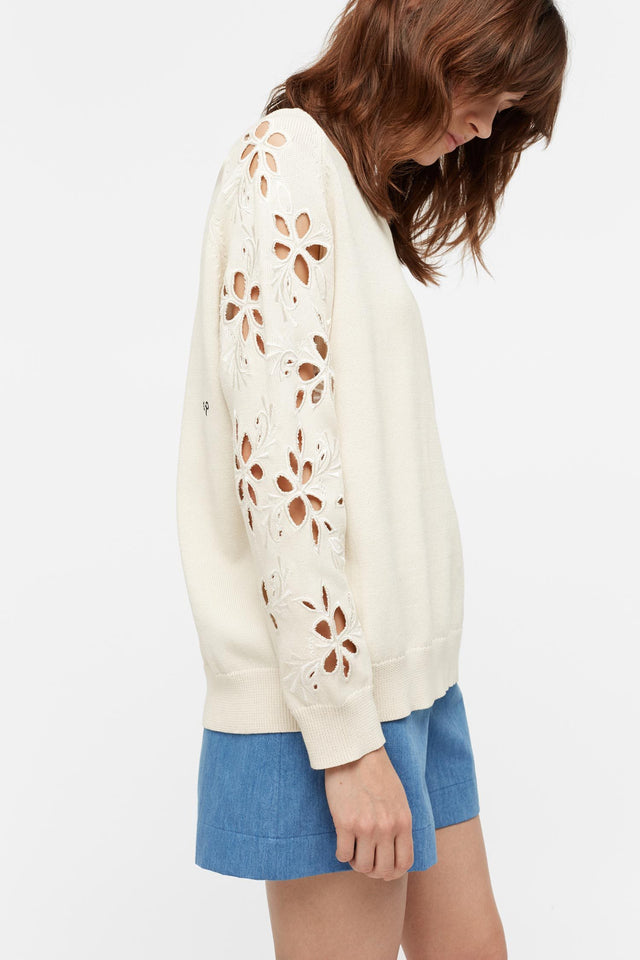 Cream Flower Cut Out Sweater image 1