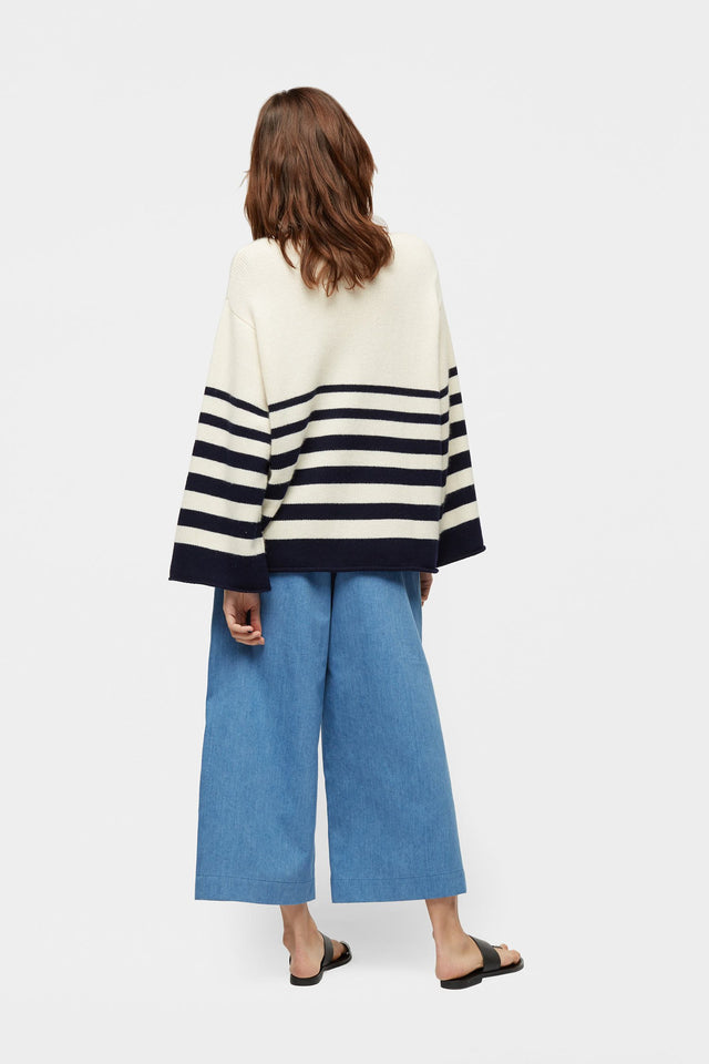 Navy Graduated Stripe Cashmere Sweater image 4