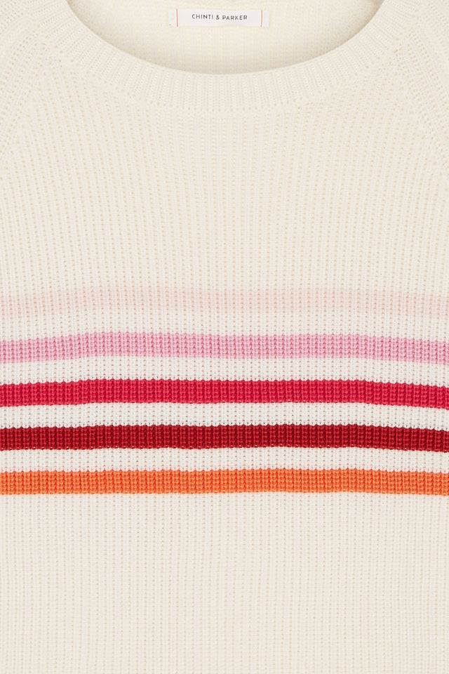 Cream Ribbed Stripe Merino Sweater image 5