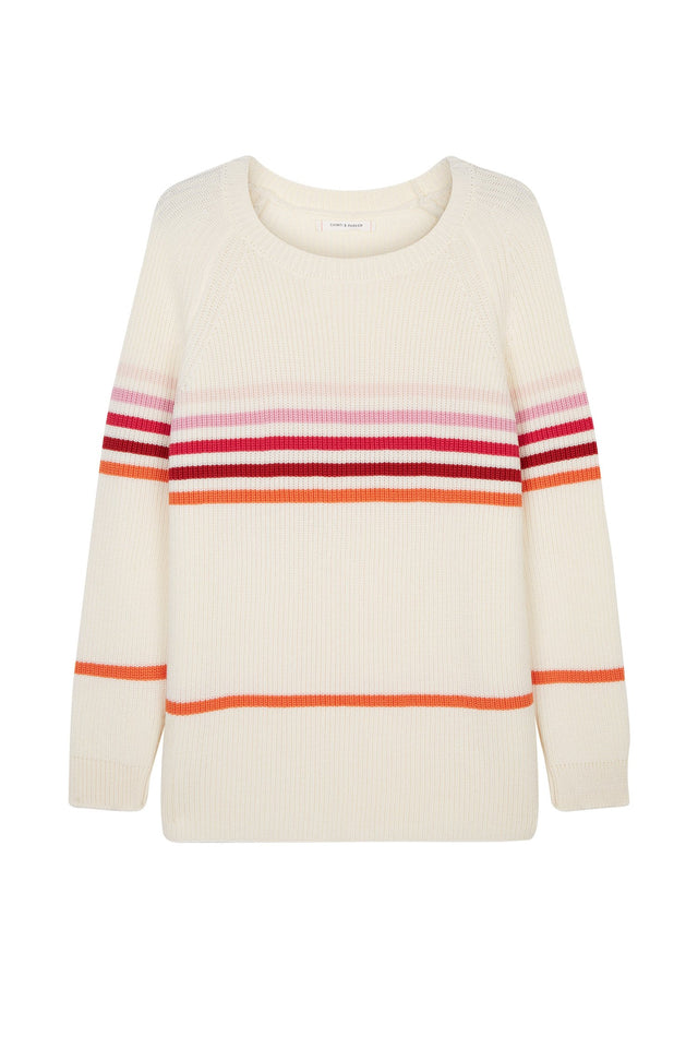 Cream Ribbed Stripe Merino Sweater image 2