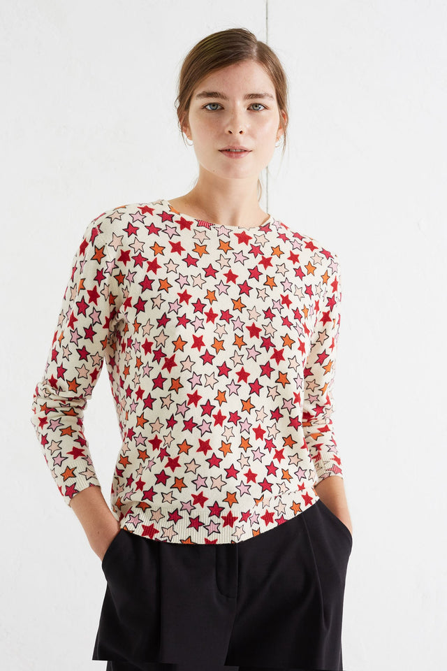 Cream Acid Star Cashmere Sweater image 1