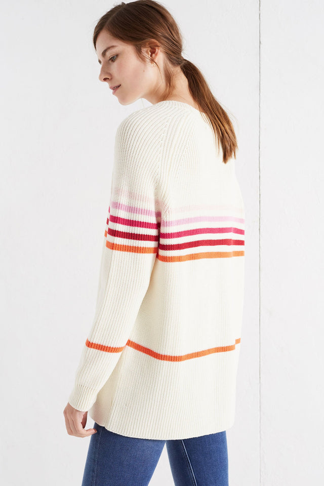 Cream Ribbed Stripe Merino Sweater image 4