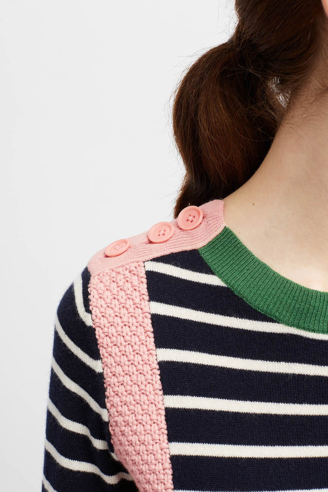 Navy Crochet Frida Breton Sweater image 5