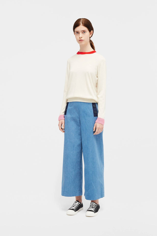 Cream Crochet Trim Sweater image 3