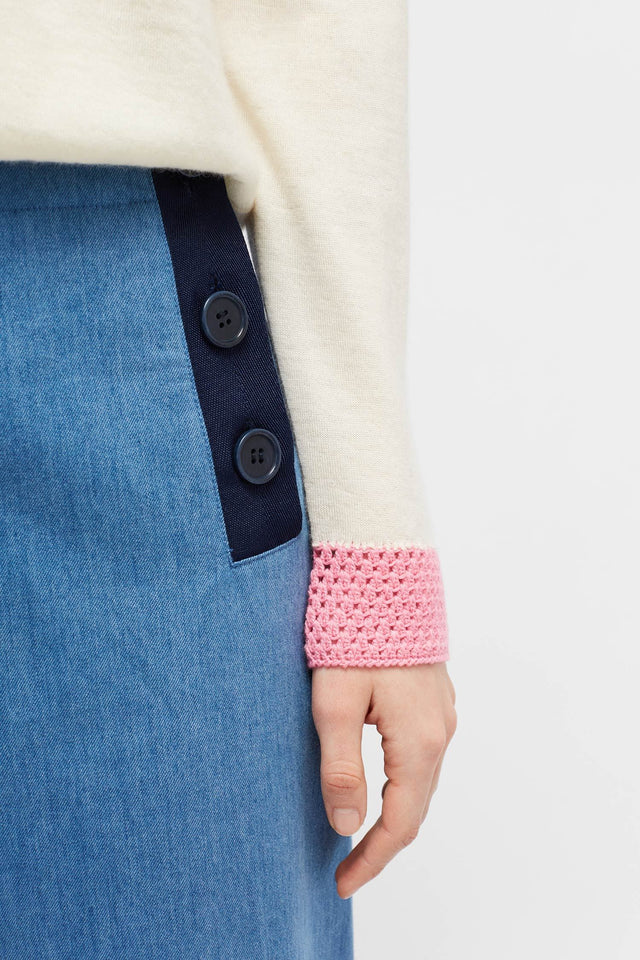 Cream Crochet Trim Sweater image 5