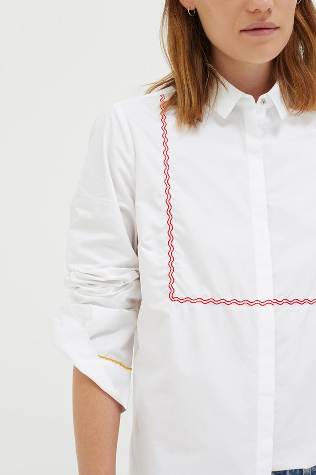 White Pom Pom Cotton Shirt image 3