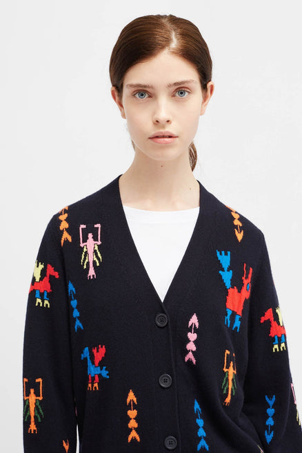 Navy Aztec Tattoo Cardigan