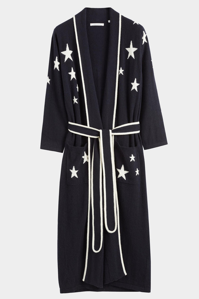 Navy Cashmere Star Dressing Gown image 2