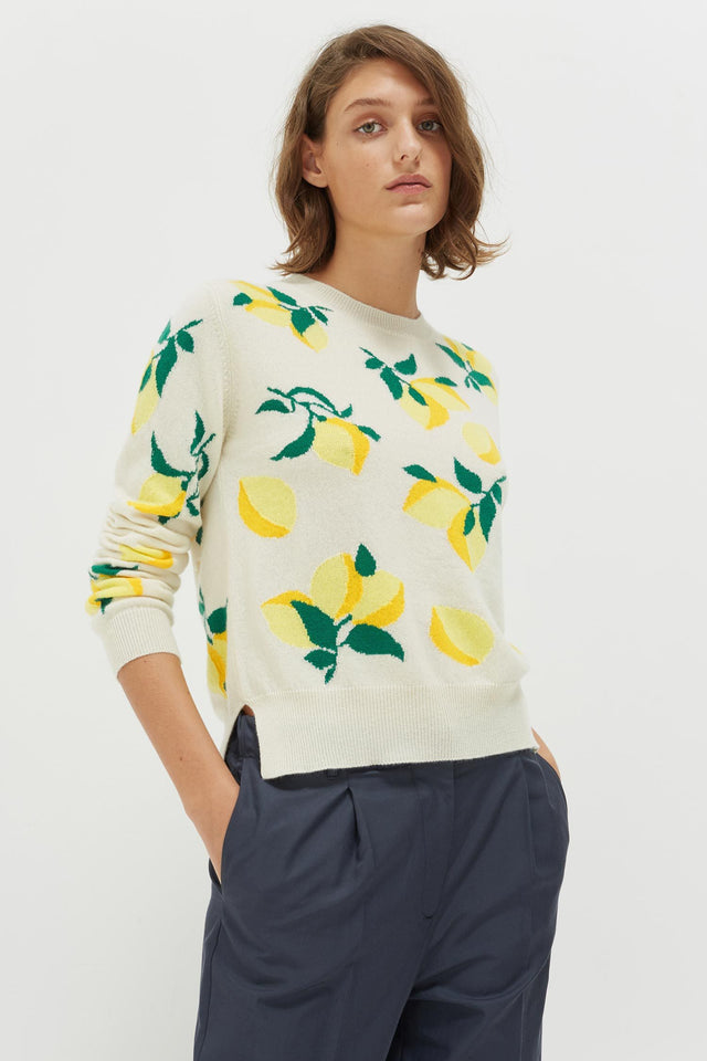 Cream Allover Lemon Cashmere Sweater image 1